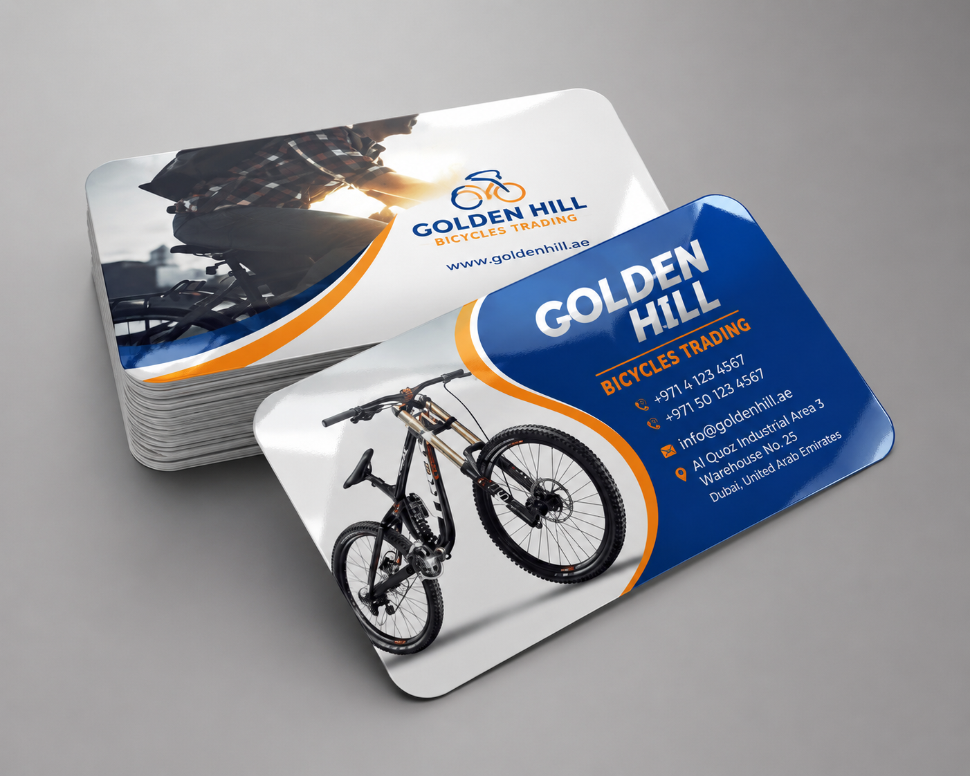 Rounded Corner PET Glossy Lamination Business Cards UAE – 350gsm Art Paper with 125 Mic PET Gloss Finish