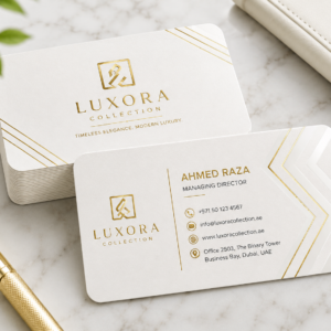 Rounded Corner Gold Foil Spot UV Business Cards UAE