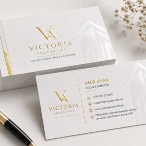 Gold Foil Business Cards UAE with Spot UV and Matt Lamination on 400 GSM Art Card