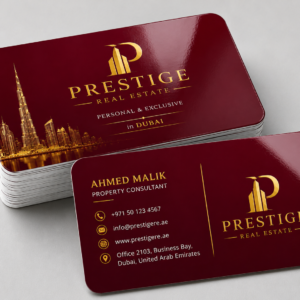 Rounded Corner Gold Foil PET Glossy Lamination 760mic Business Cards with premium glossy finish and luxury gold foil branding
