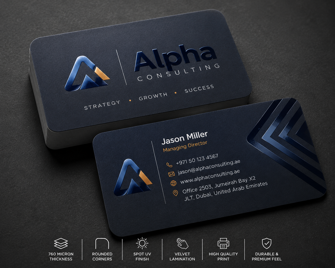 Rounded Corner Business Cards with Spot UV