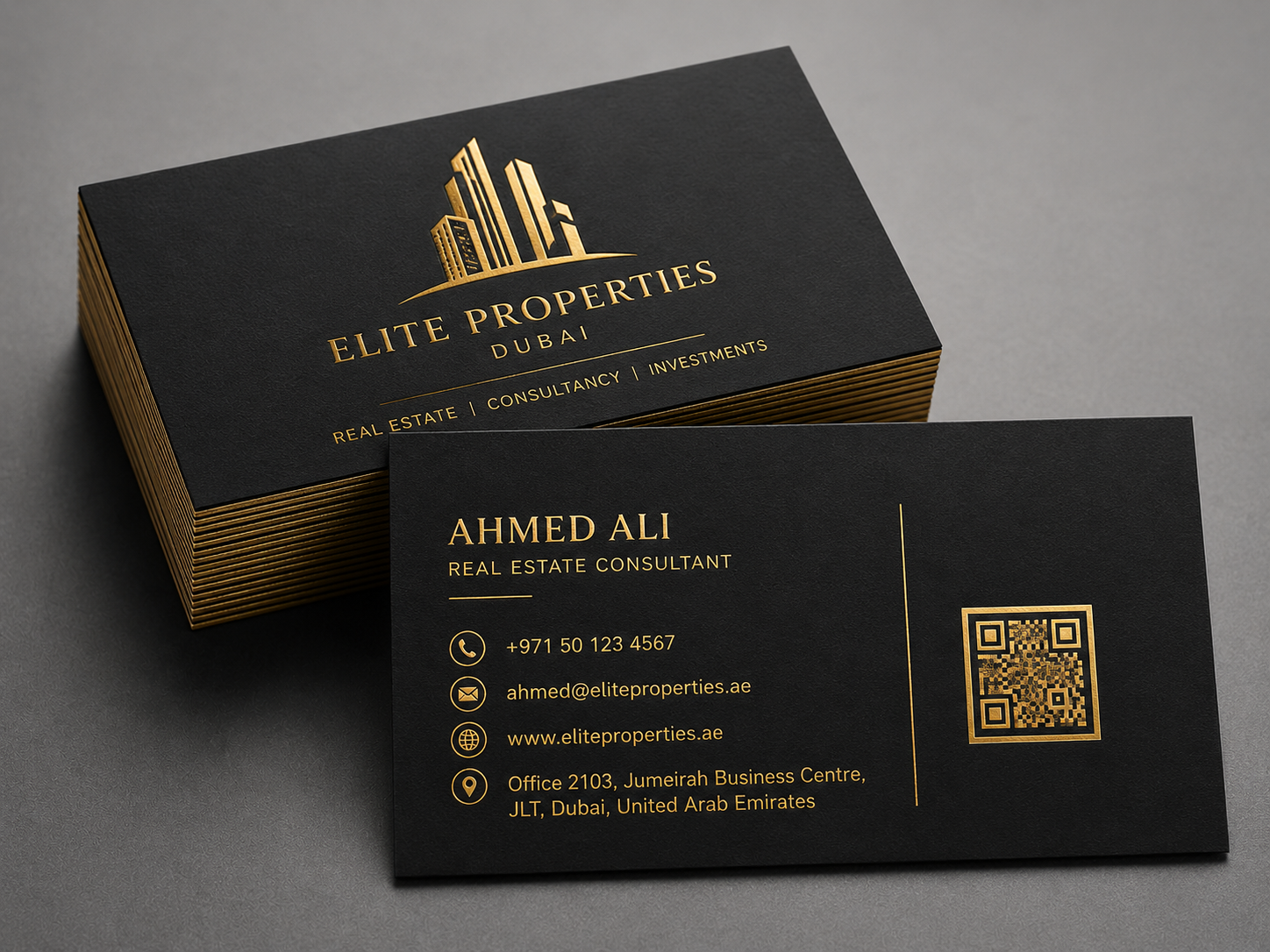 Gold Foil Matt Lamination 400 GSM Business Cards UAE