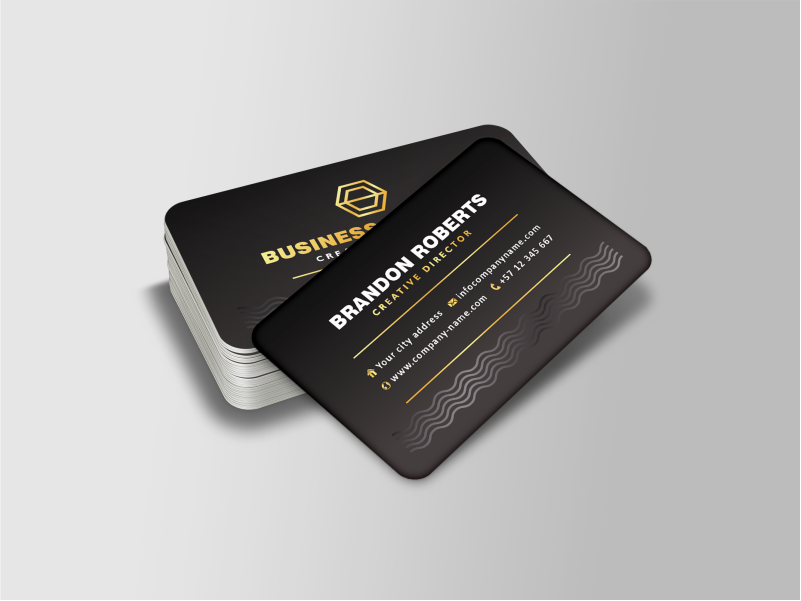 Rounded Corner Gold Foil Spot UV Business Cards UAE