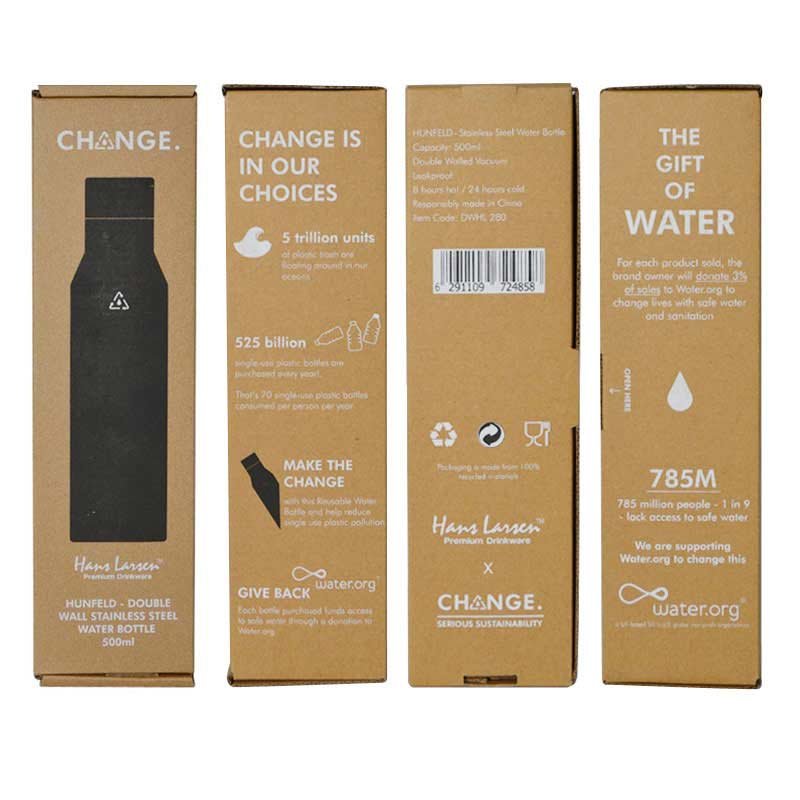 HUNFELD - CHANGE Collection SS Double Wall Water Bottle - Black - Image 5