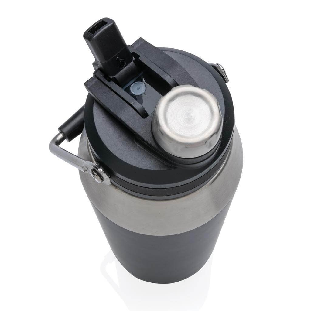 USLAR - Hans Larsen Vacuum Bottle with Solid Handle and Dual Lid - 1L - Black - Image 4
