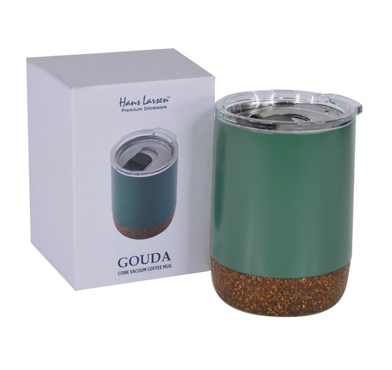 GOUDA - Hans Larsen Vacuum Mug With Cork Base - Green - Image 3
