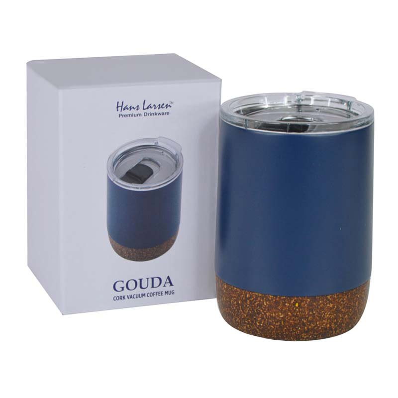 GOUDA - Hans Larsen Vacuum Mug With Cork Base - Blue - Image 3
