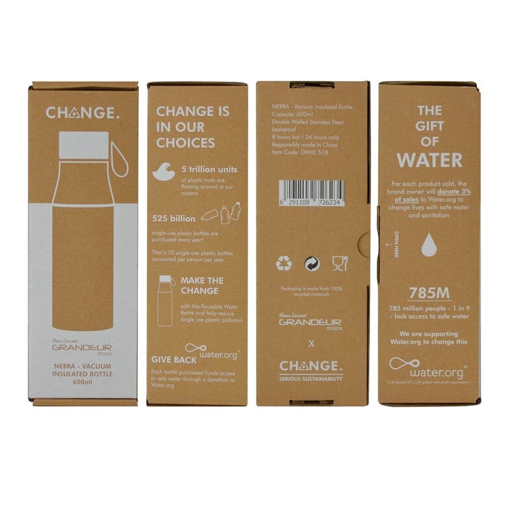 R-NEBRA - CHANGE Collection Recycled Stainless Steel Vacuum Bottle - White - Image 5