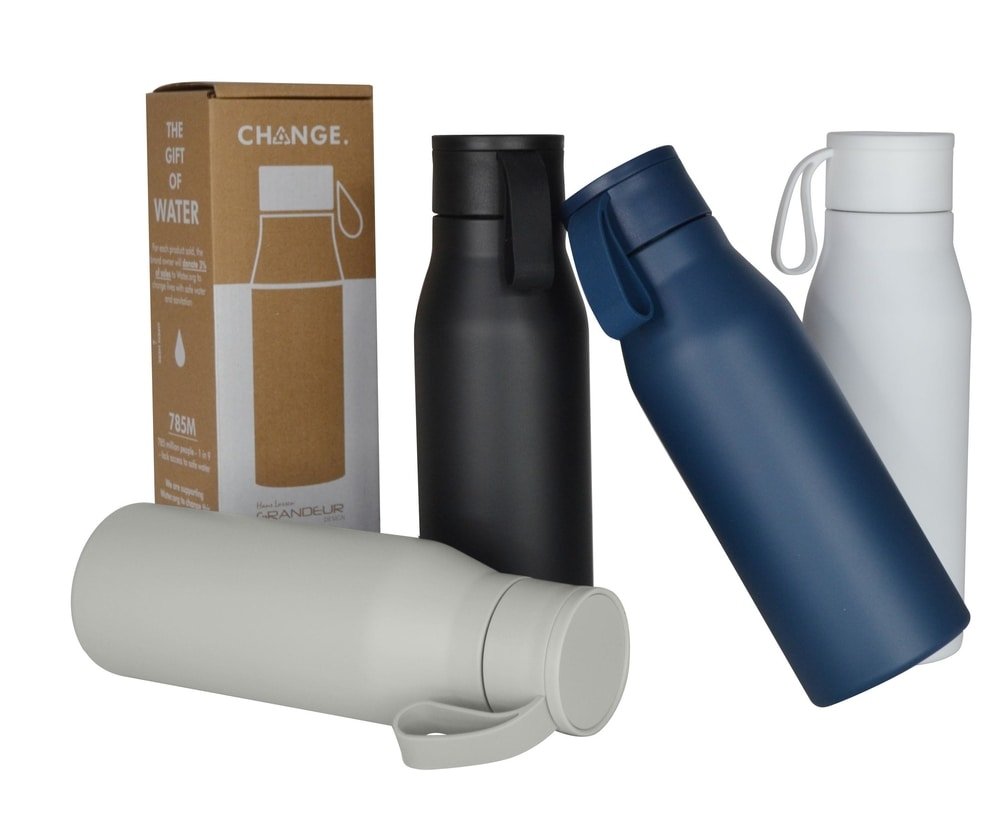 R-NEBRA - CHANGE Collection Recycled Stainless Steel Vacuum Bottle - White - Image 6