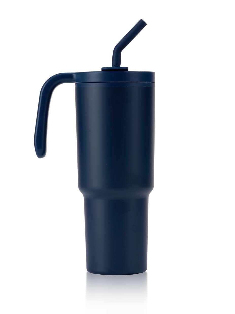FORZA 360 - Hans Larsen Recycled Stainless Steel/PP Tumbler with 360 Branding - Navy Blue - Image 3