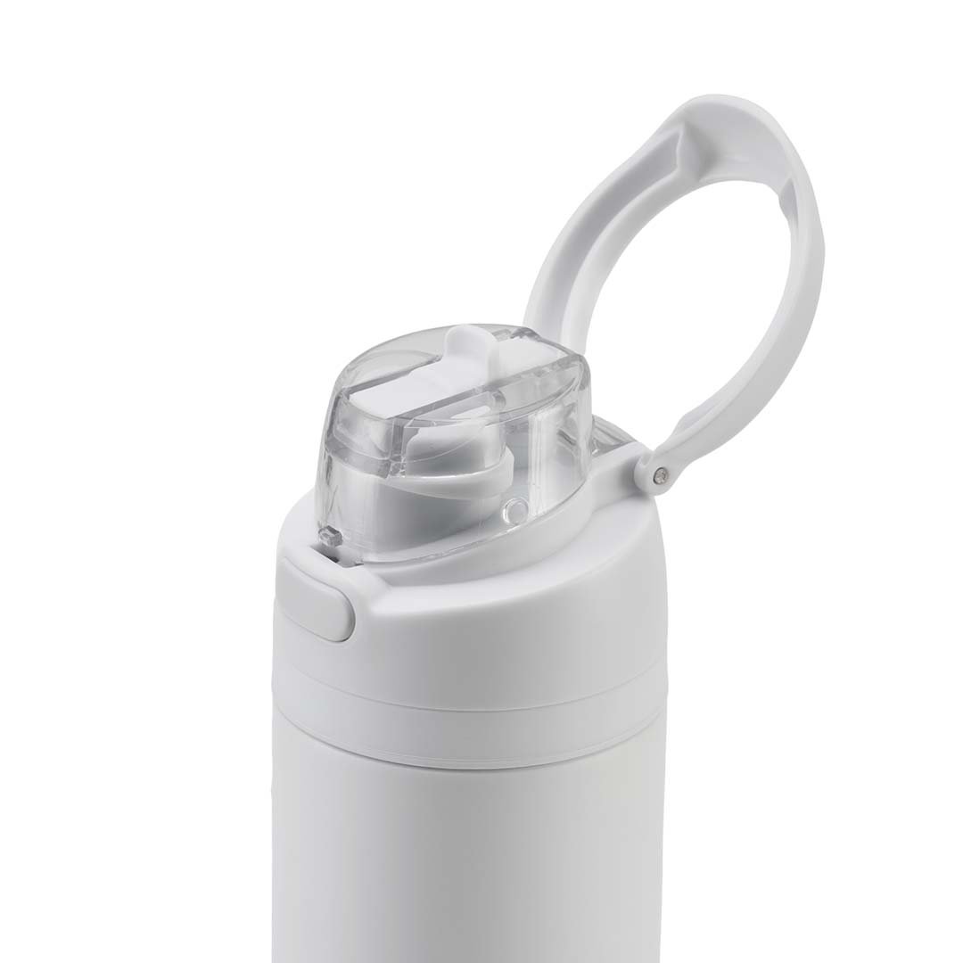 AERO SIP - Hans Larsen Recycled Stainless Steel Bottle with Dual Sip Lid - White - Image 4