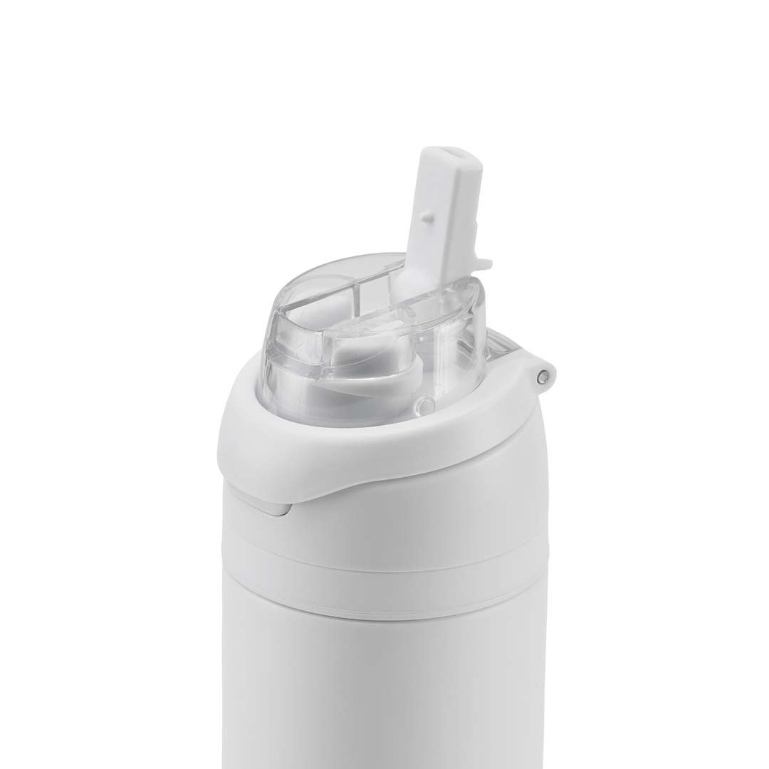 AERO SIP - Hans Larsen Recycled Stainless Steel Bottle with Dual Sip Lid - White - Image 5