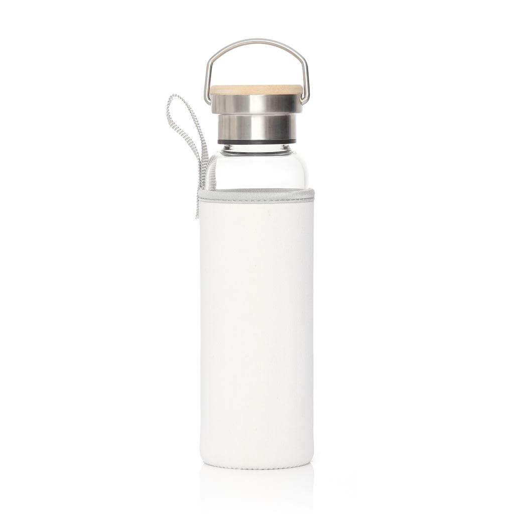FLOHA Hans Larsen Borosilicate Glass Bottle with Neo Sleeve White