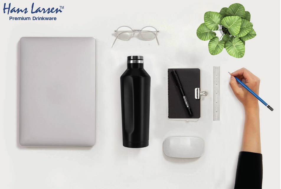 GALATI - Hans Larsen Stainless Steel Water Bottle - Black - Image 5