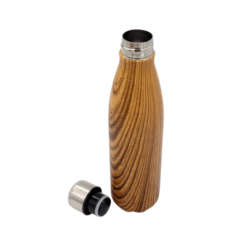GEYER Hans Larsen Stainless Steel Water Bottle with Wood Print Brown