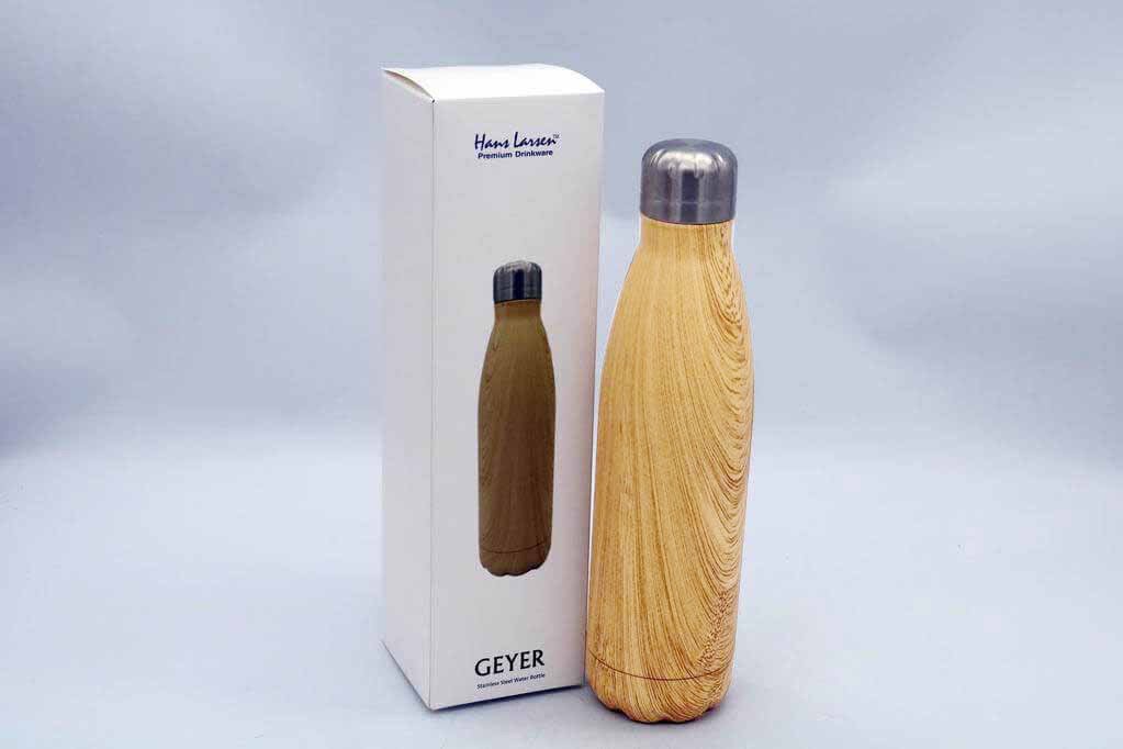 GEYER - Hans Larsen Stainless Steel Water Bottle with Wood Print - Yellow - Image 5