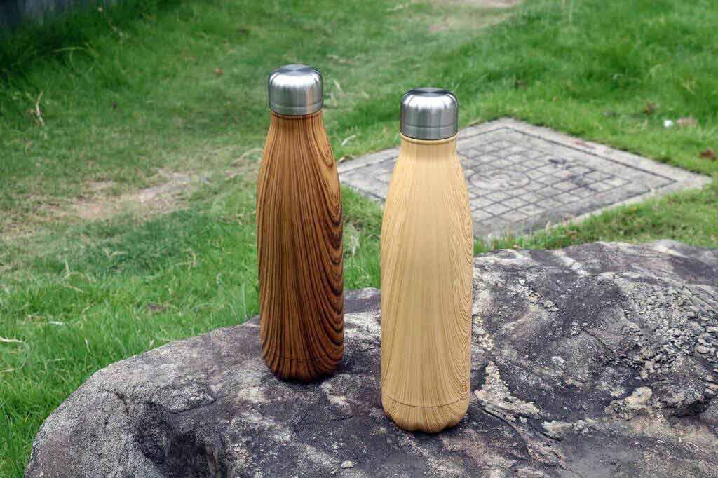 GEYER - Hans Larsen Stainless Steel Water Bottle with Wood Print - Yellow - Image 2