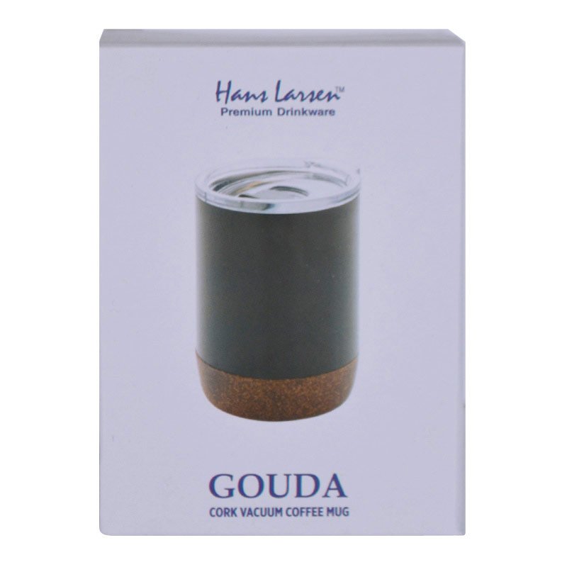 GOUDA - Hans Larsen Vacuum Mug With Cork Base - Black - Image 5