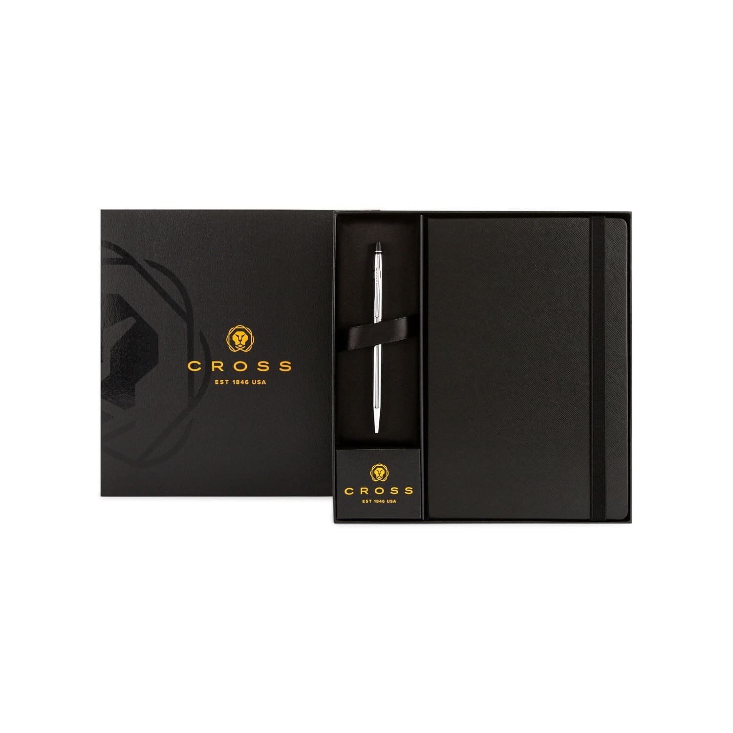 Cross Click™ Chrome Ballpoint Pen & A5 Hardcover Notebook Gift Set - Black - Image 6