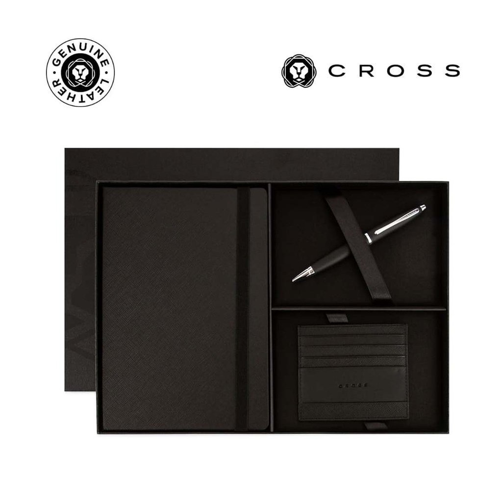 Cross Calais™ Ballpoint Pen with Notebook and Cardholder Gift Set Black