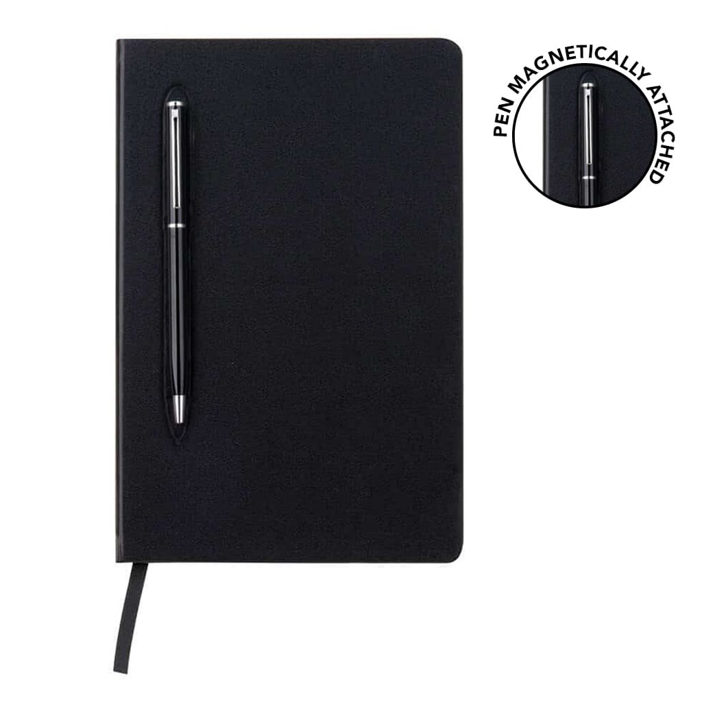 CAMPINA A5 Hard Cover Notebook with Metal Pen Black