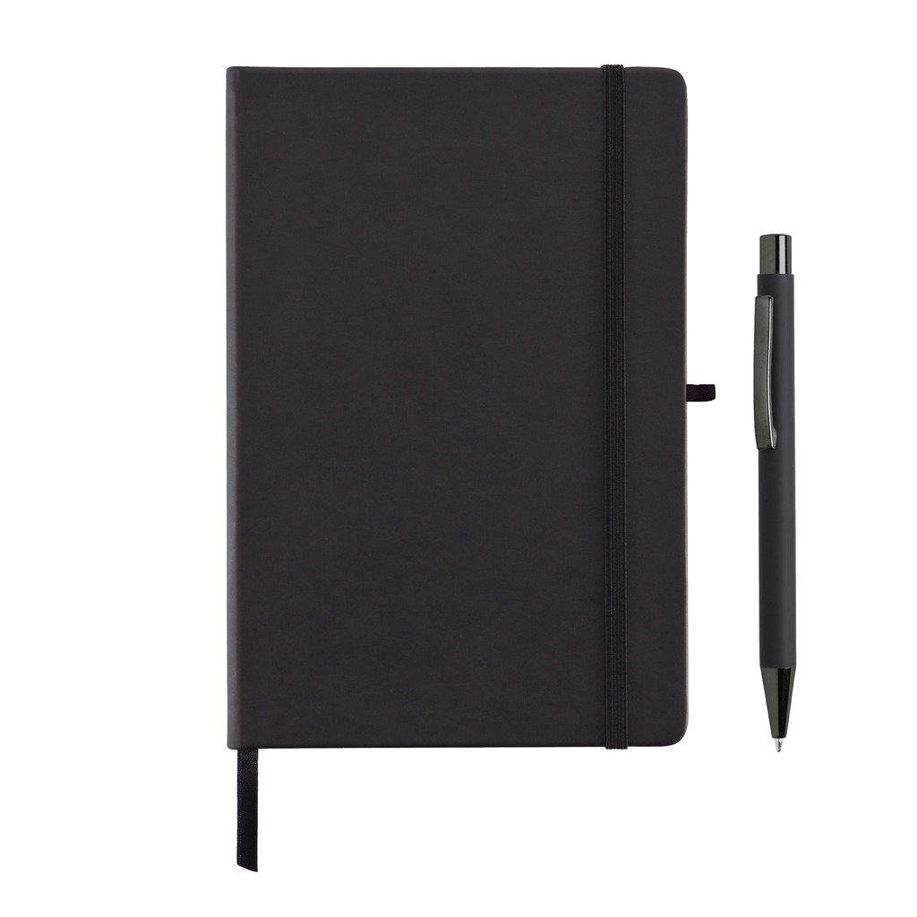 BORNA A5 Hard Cover Notebook and Pen Set Black
