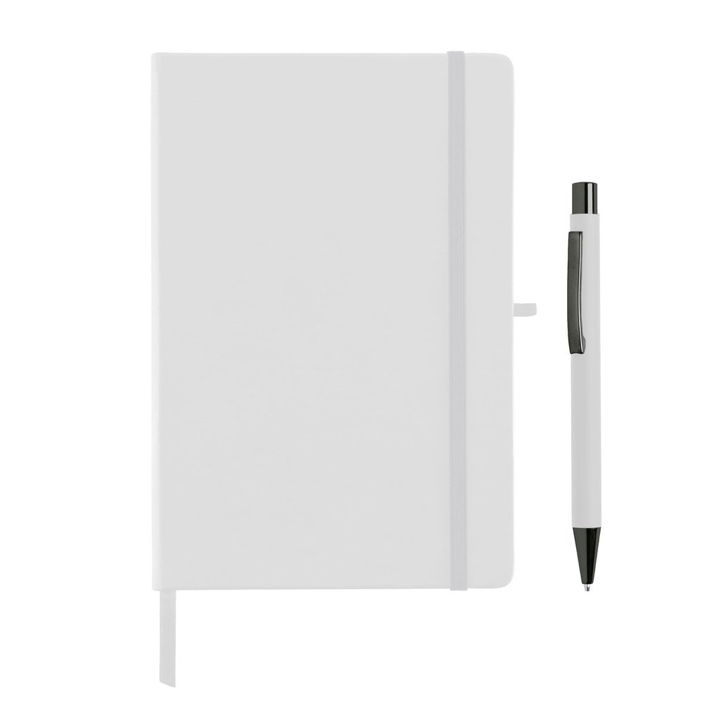 BORNA A5 Hard Cover Notebook and Pen Set White