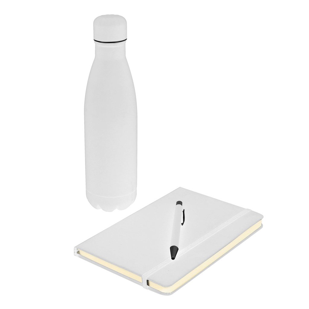 LAUTA - Giftology Set of Stainless Bottle, Notebook and Pen - White - Image 3