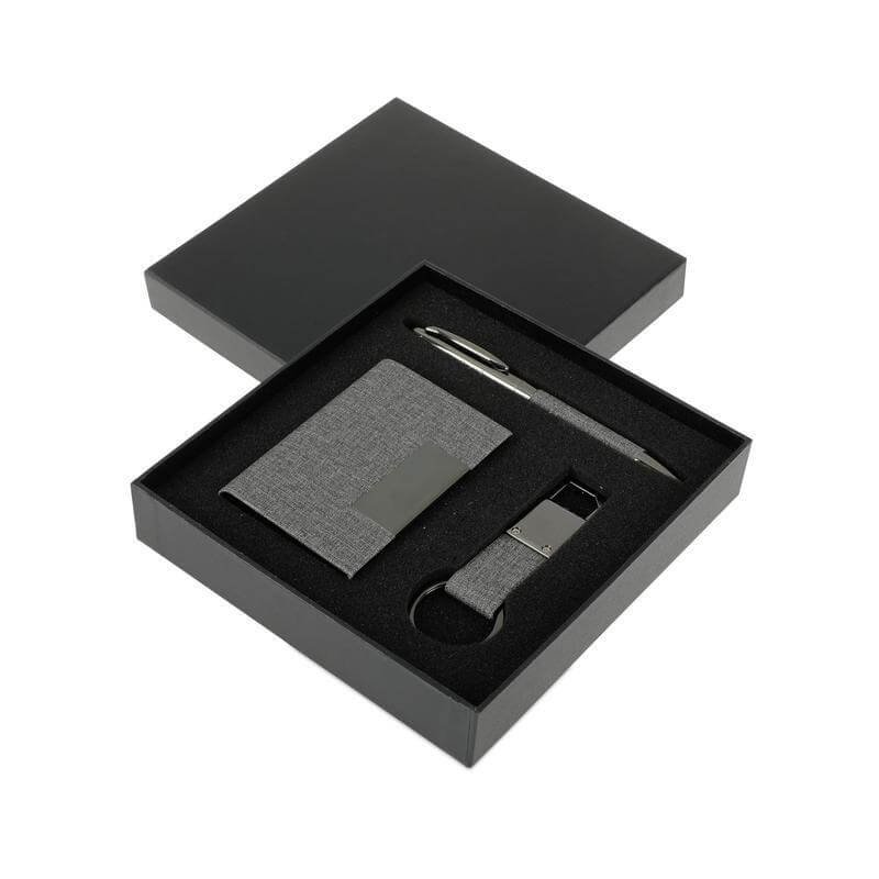 SILVAN Gift Set (Card Holder, Key Chain and Pen) Grey