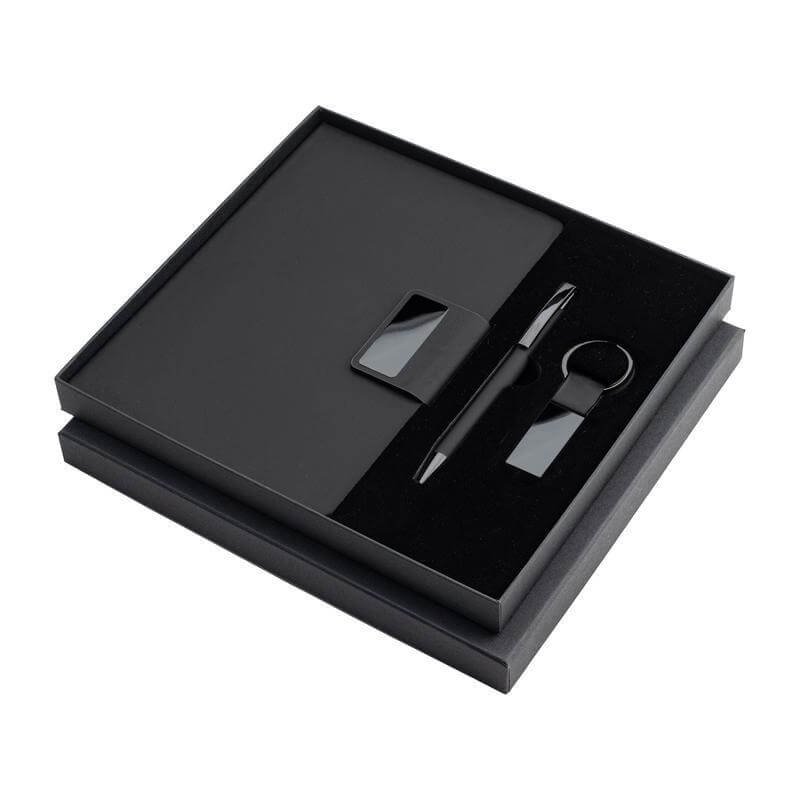 REGENT Set of Notebook, Keychain and Pen Black