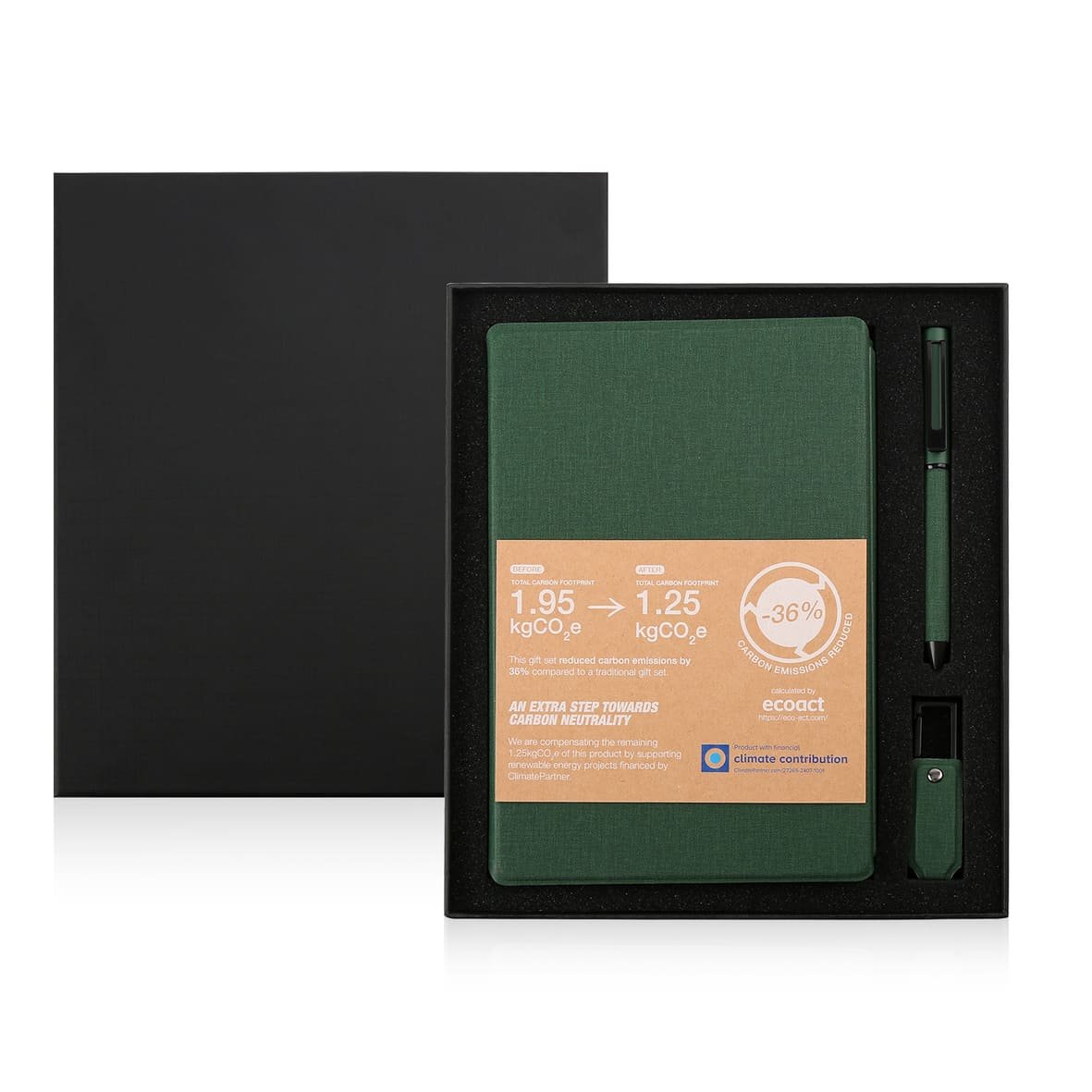LENZEN - CHANGE ZERO Sustainable Gift Set with Refillable Notebook, Pen & USB Keychain - Green - Image 6