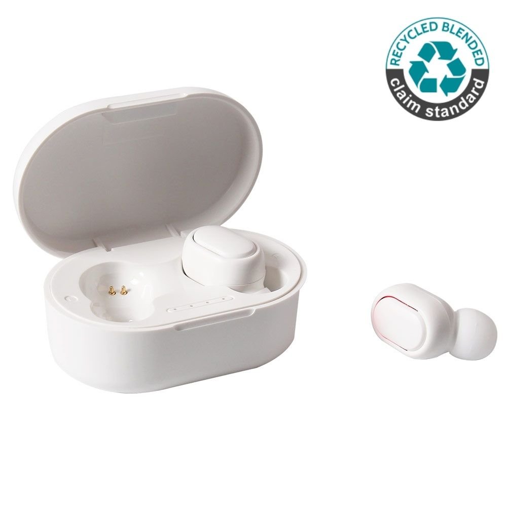 ALAVUS RCS standard recycled plastic TWS Wireless Earbuds White