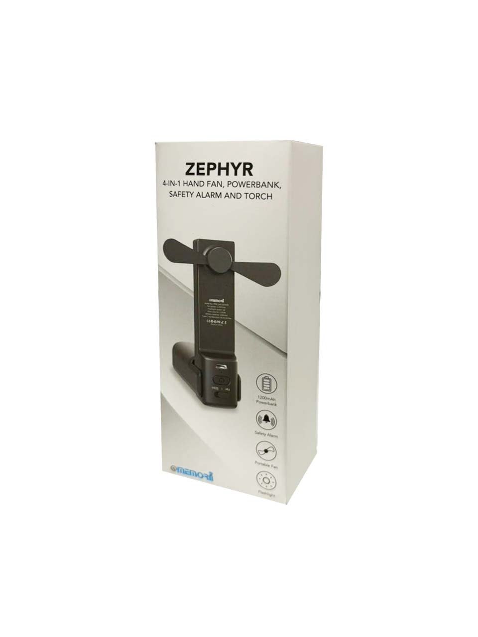 ZEPHYR - @memorii 4-in-1 Fan Powerbank, Safety Alarm & Torch - Black - Image 4