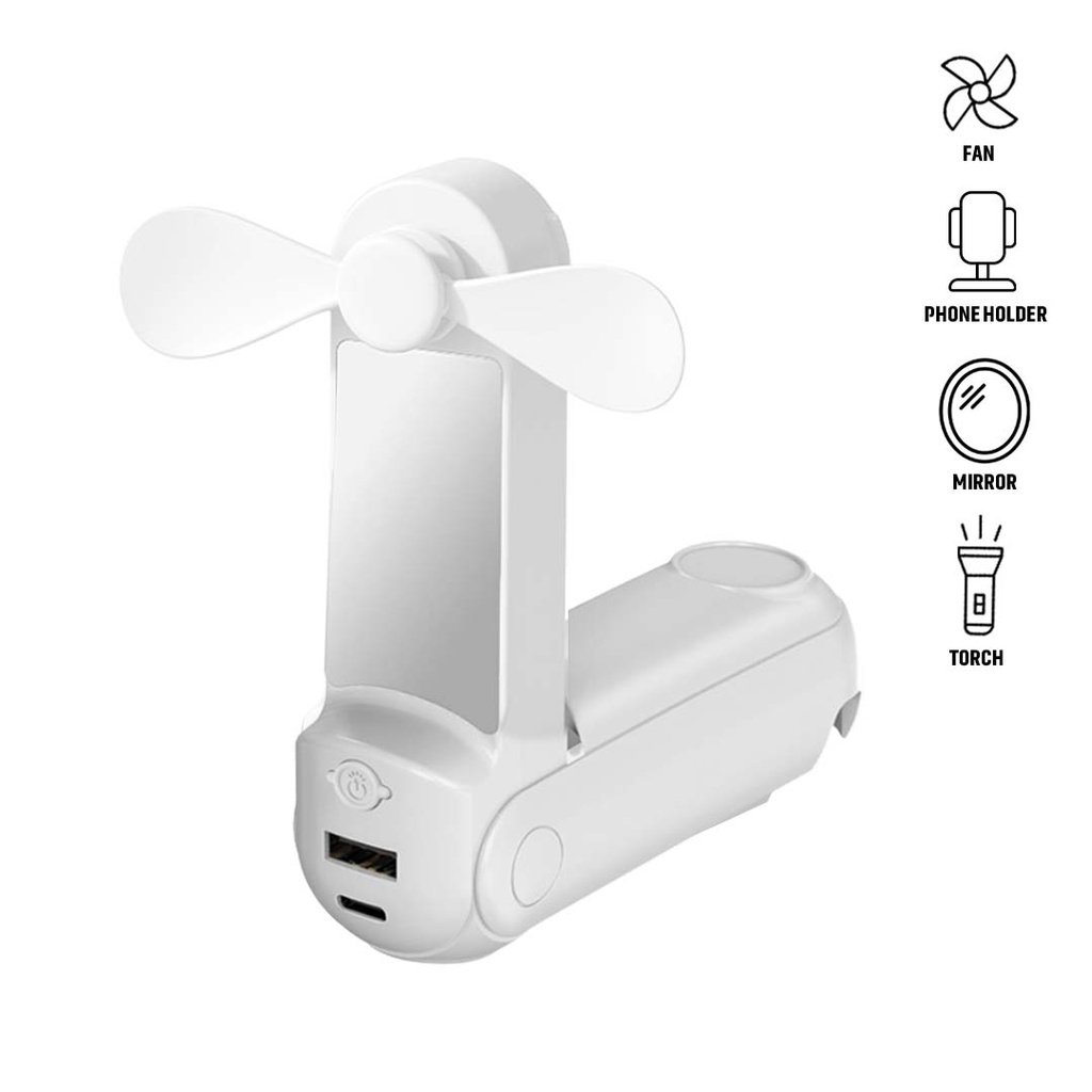 ARCHIE 5-in-1 Powerbank Fan with Torch, Phone Holder & Mirror