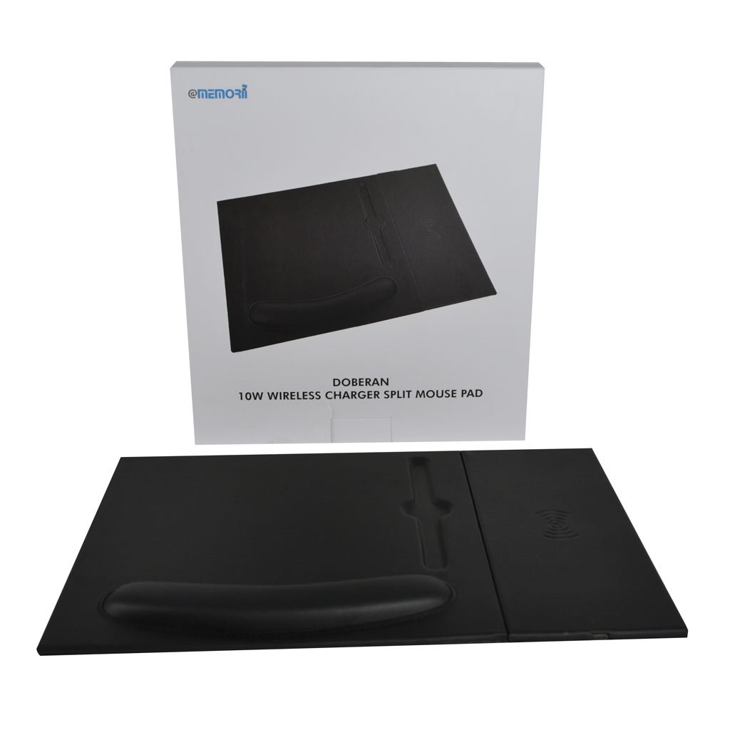 DOBERAN - @memorii 10W Wireless Charger PU Mouse Pad - Black - Image 5