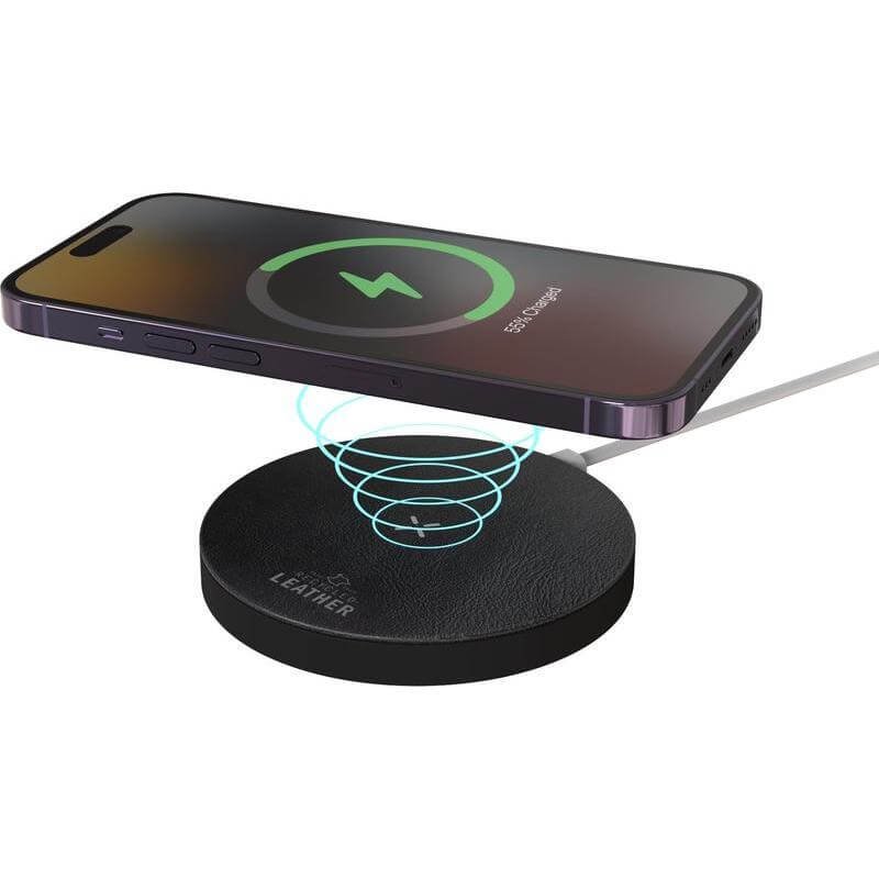 ANZIO - Recycled Leather 15W Wireless Charger - Black - Image 3