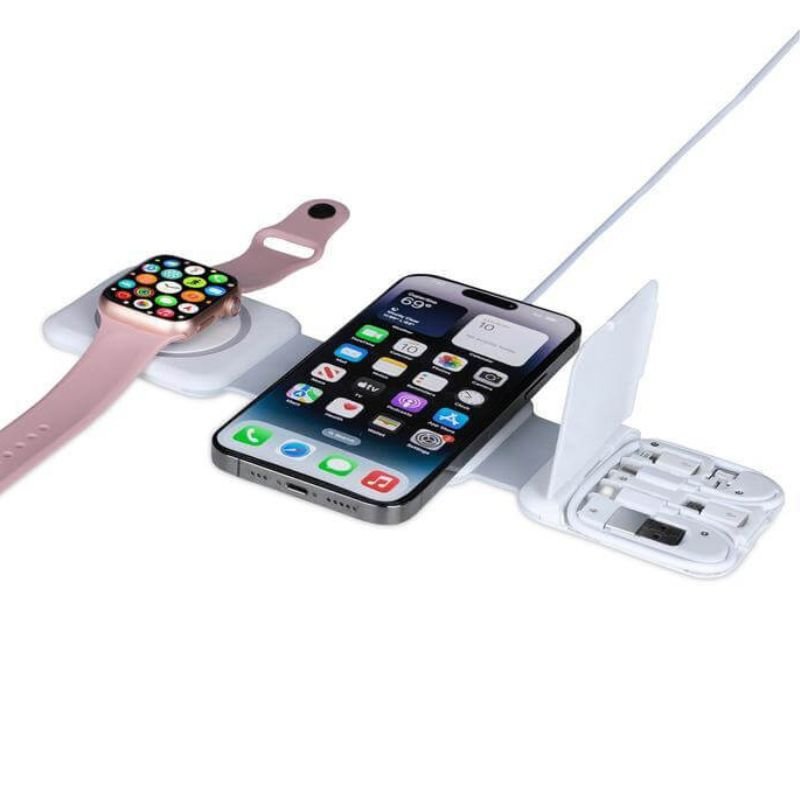 BOLERO @memorii 2 in 1 Wireless Charger with Multi Cable Set White
