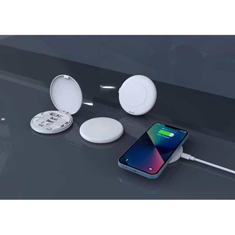OSLO - @memorii Recycled 15W Wireless Charger Multi - Cable Set - White - Image 3