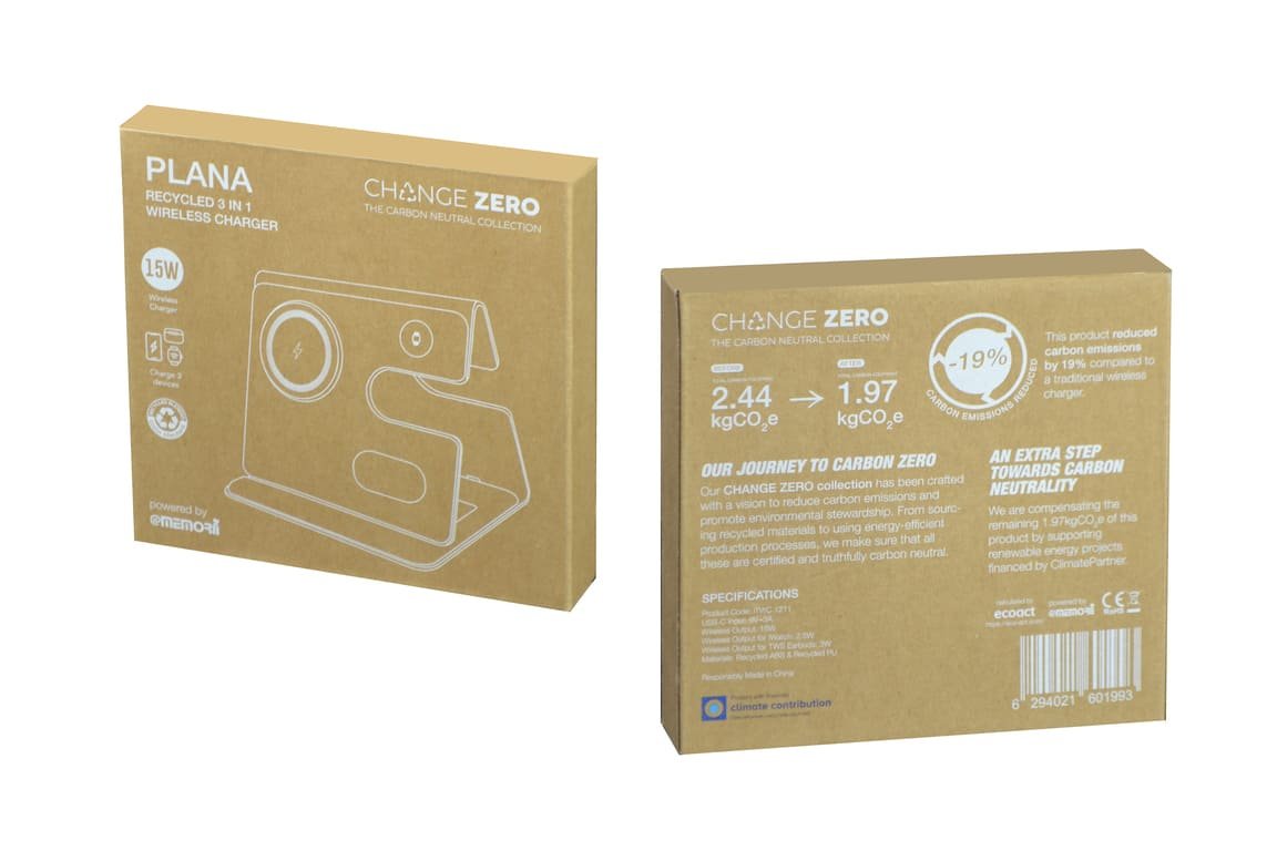 PLANA - CHANGE ZERO Recycled 3-in-1 Wireless Charger Station - Black - Image 4