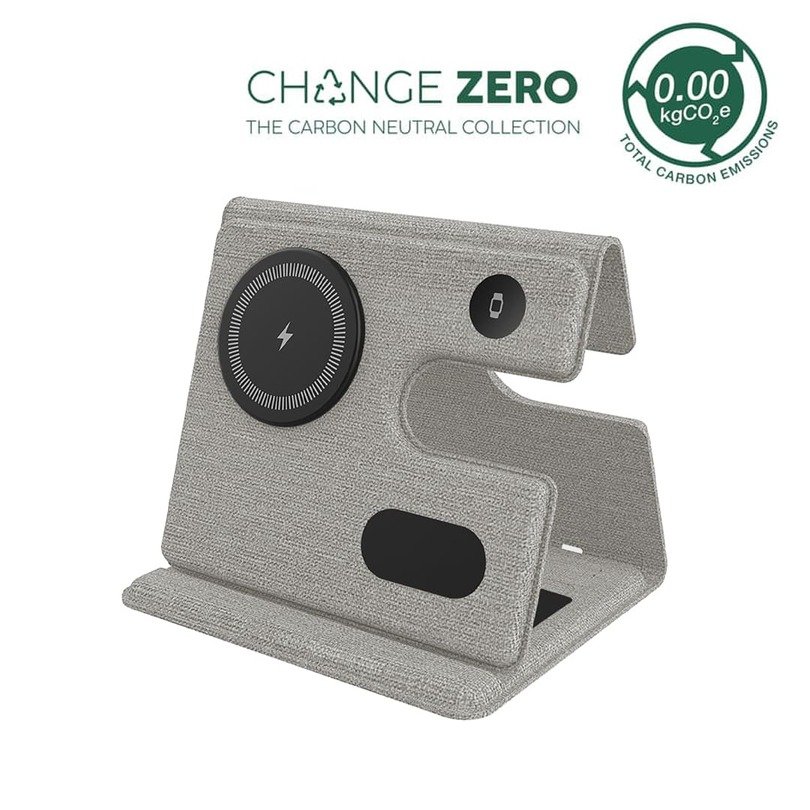 PLANA CHANGE ZERO Recycled 3-in-1 Wireless Charger Station Grey