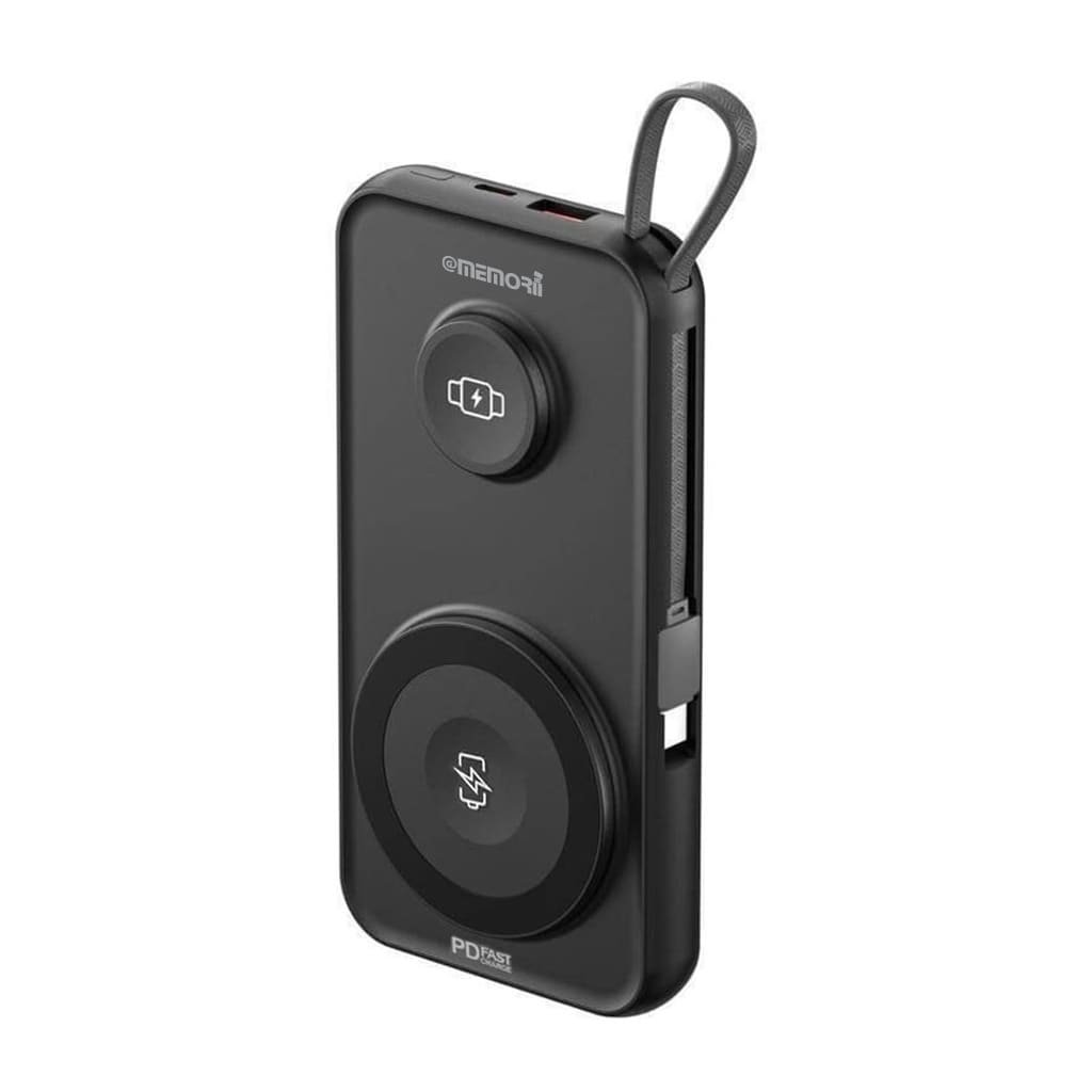 ROTTERDAM - @memorii® 10,000mAh Universal Wireless Powerbank with inbuilt cables - Black - Image 3