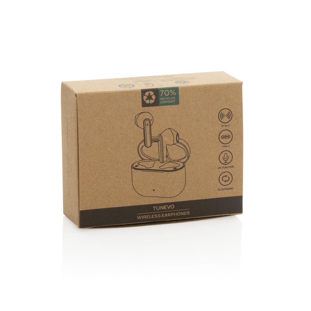 TUNEVO RCS recycled plastic wireless earbuds - White - Image 5