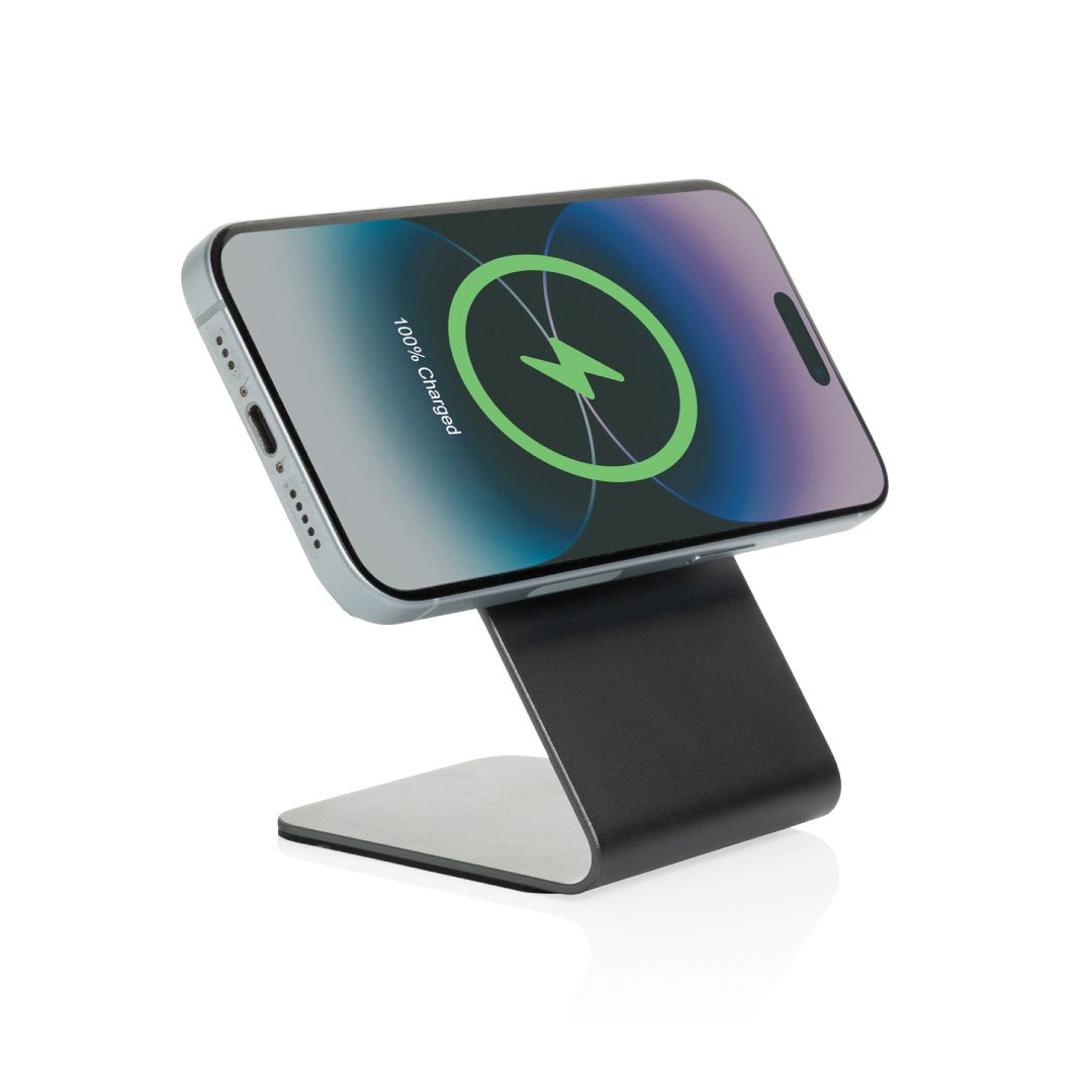 TERRA aluminum 15W magnetic wireless charging phone stand - Grey - Image 2