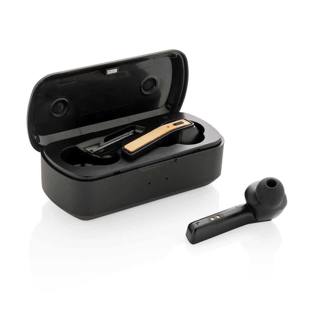 BEBRA XD Bamboo Free Flow TWS Earbuds in Charging Case Black