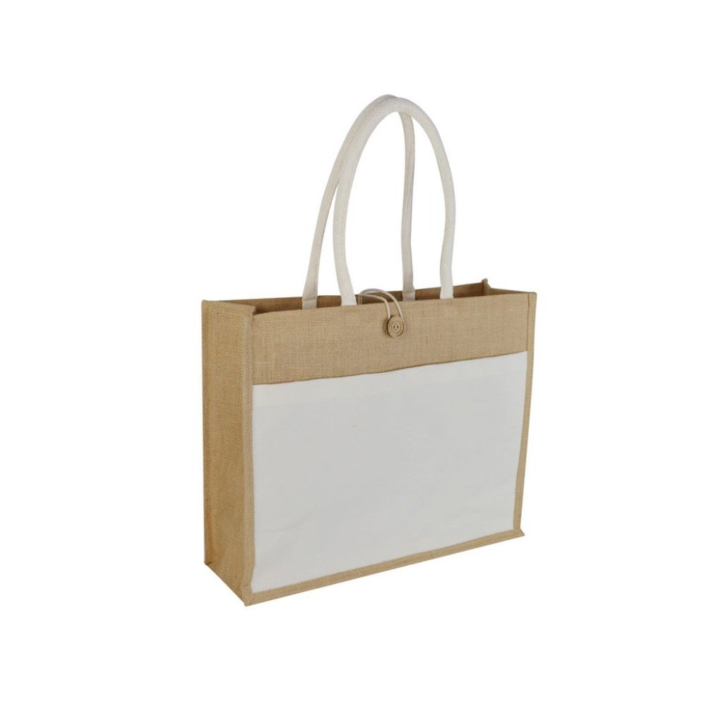 MONCLOVA Jute Bag with Canvas Pocket Natural