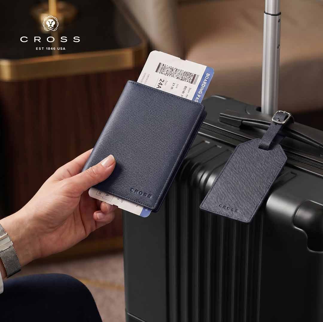 CROSS Saffiano Leather Luggage Label - Navy Blue - Image 4