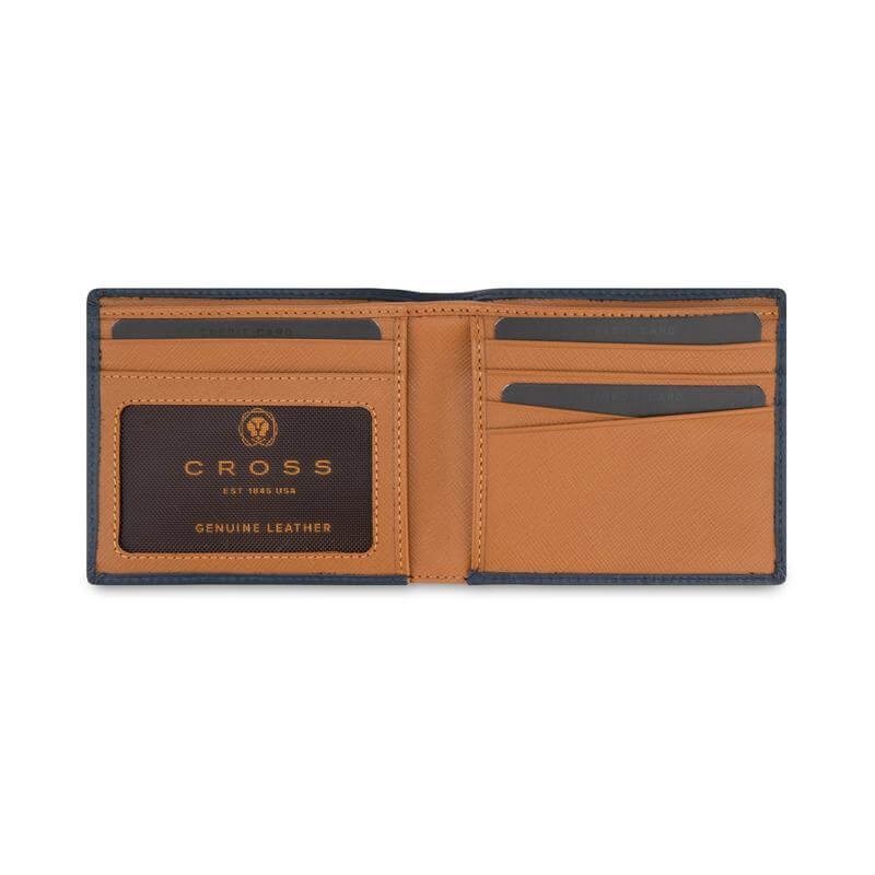 CROSS Soft Grain Leather Two-Tone 8CC Bifold Wallet - Blue/Mocha - Image 4