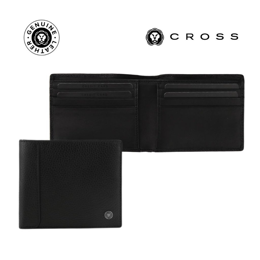 CROSS Pebble Leather 8CC Classic Fold Wallet Black