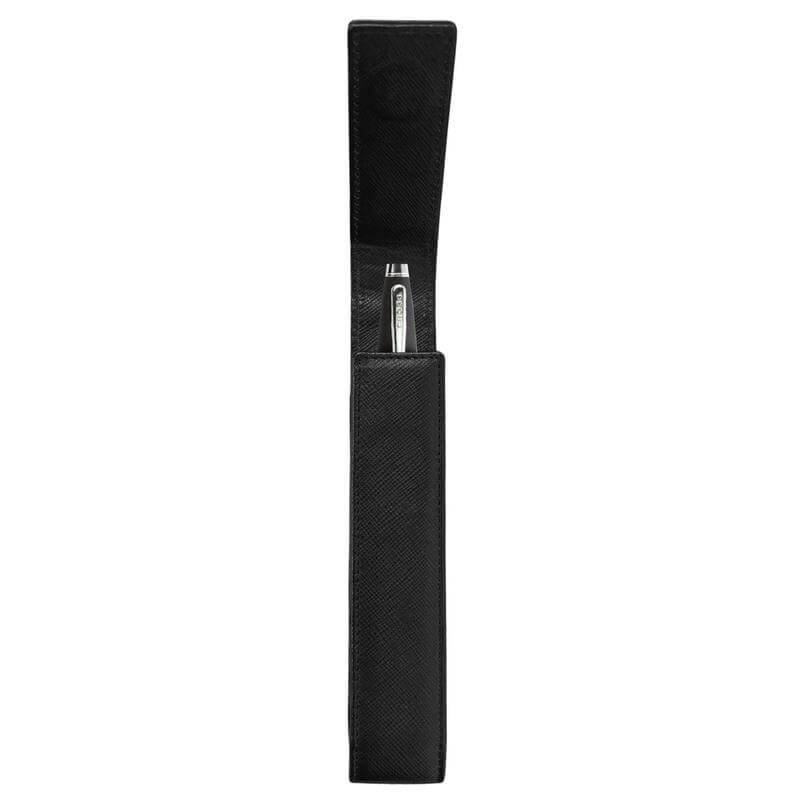 CROSS Leather Single Pen Case with Flap - Black - Image 4