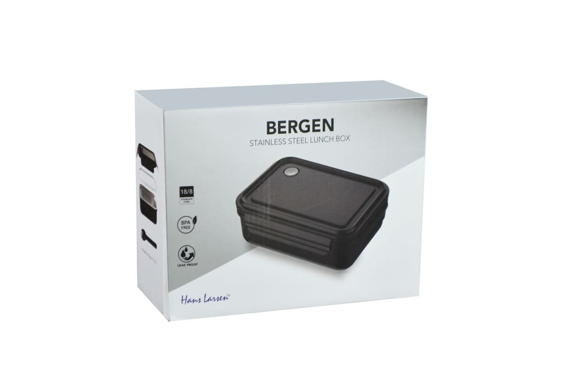 BERGEN - Hans Larsen Stainless Steel Lunch Box - 800ml - Black - Image 4